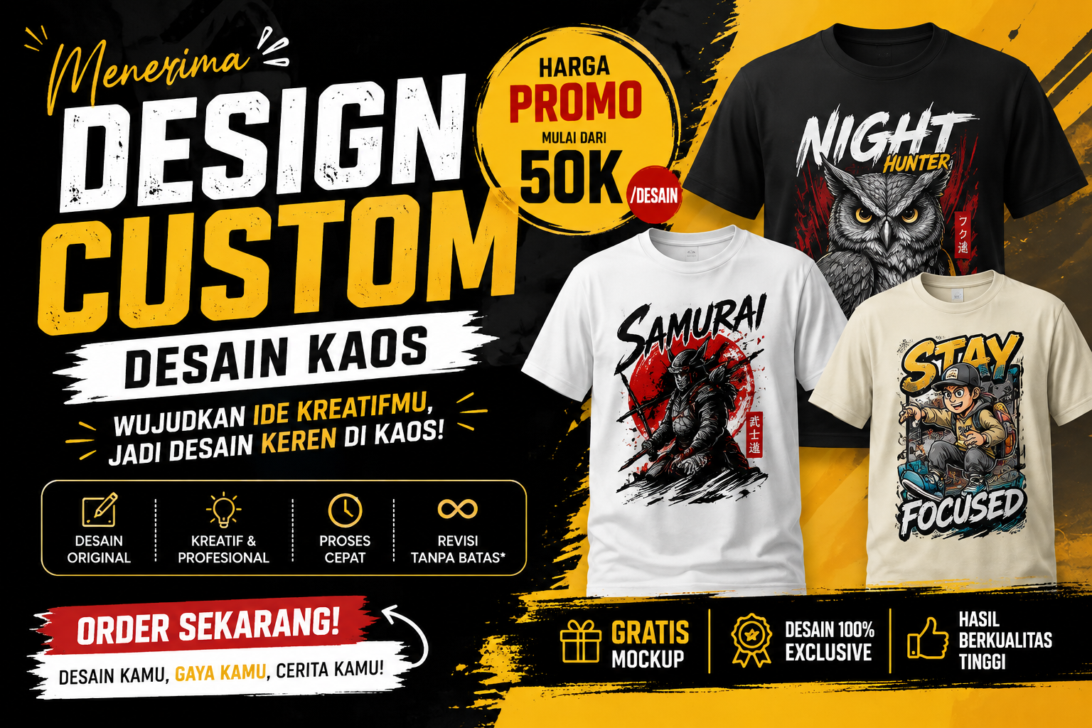 Jasa Desain Kaos Custom Profesional – Kreatif, Original & Harga Promo Mulai 50K